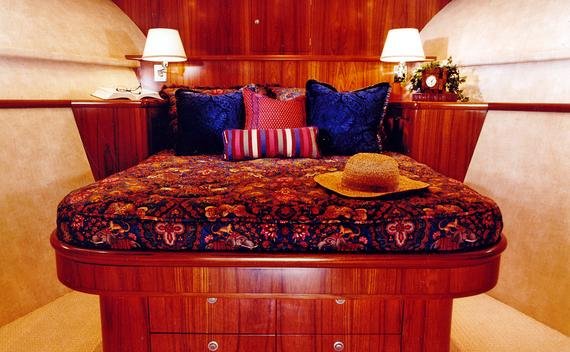 Custom yacht bedding, pillows and wall coverings